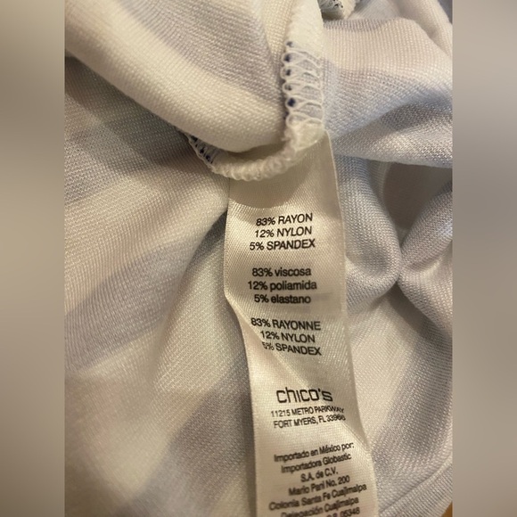 Chico’s Woman’s Sailor Shirt Blue White Stripe Gold Accent | SIZE 3 - XL/16 - Picture 6 of 7